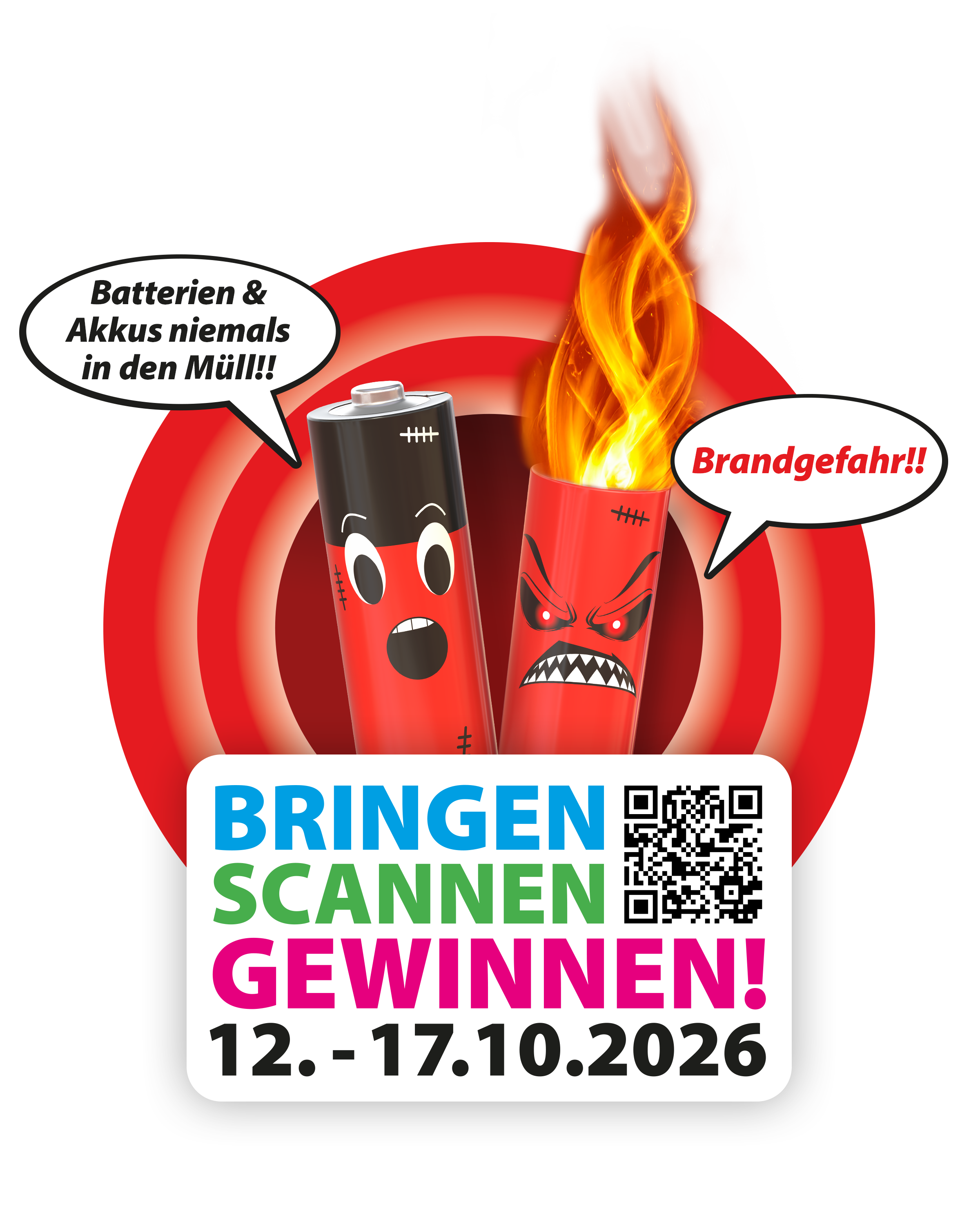 Von 12. bis 17. Oktober 2026 findet österreichweit die „Aktionswoche gegen Batteriebrände“ statt. Batterien und Akkus – auch versteckt in E-Zigaretten, Kopfhörern, Spielzeug oder anderen Elektrogeräten – dürfen niemals im Restmüll, Gelben Sack, Papier- oder Textilcontainer entsorgt werden. Falsch entsorgte Lithium-Akkus können in Müllfahrzeugen und Entsorgungsanlagen Brände verursachen.

Die kostenlose Teilnahme erfolgt direkt vor Ort: Alte Batterien oder Akkus zur Sammelstelle bringen, den Aktions-QR-Code scannen und an der Verlosung

Bitte bringen Sie alte Batterien, Akkus und Geräte mit fest eingebautem Akku zum Altstoffsammelzentrum / Recyclinghof, Sportplatzstraße 3.
Öffnungszeiten:
Montag: 12:30 – 19:00 Uhr
Dienstag: 12:30 – 16:00 Uhr
Donnerstag: 12:30 – 19:00 Uhr

Während der Aktionswoche gibt es an teilnehmenden Sammelstellen auch ein österreichweites Gewinnspiel mit Einkaufsgutscheinen im Gesamtwert von 6.500 Euro.

Die vollständigen Teilnahmebedingungen und weitere Informationen werden auf hermitleer.at veröffentlicht.