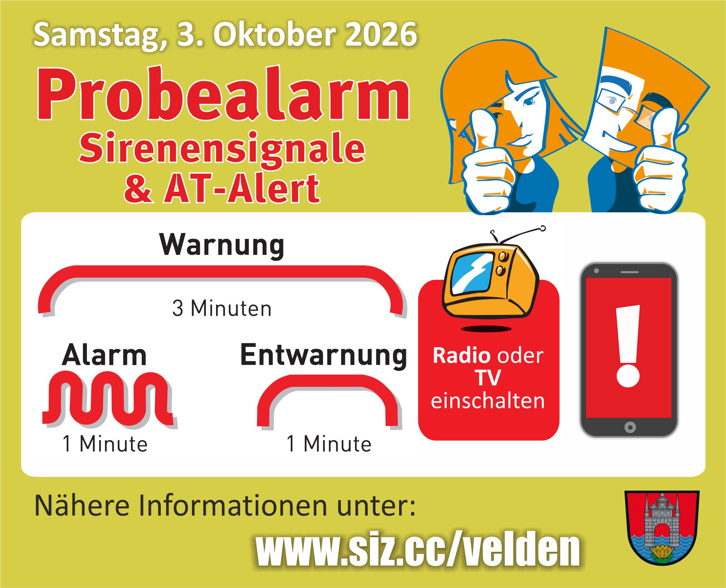 Am Samstag, dem 3. Oktober 2026, wird in ganz Österreich wieder ein bundesweiter Zivilschutz-Probealarm durchgeführt. 